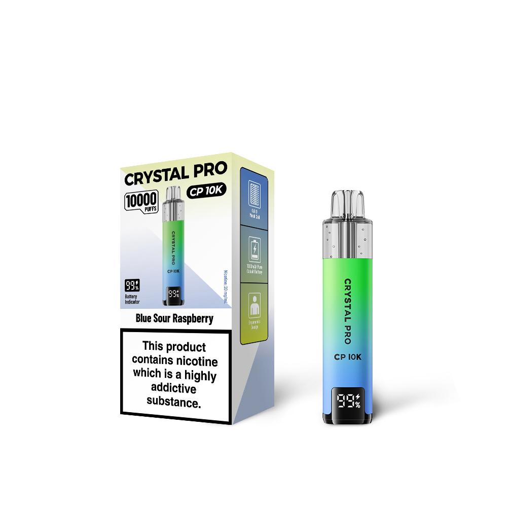 Blue Sour Raspberry Flavour of The Crystal Pro 10000 (CP10K) Prefilled Pod Kit - Box of 5 at UK Vaper Wholesale