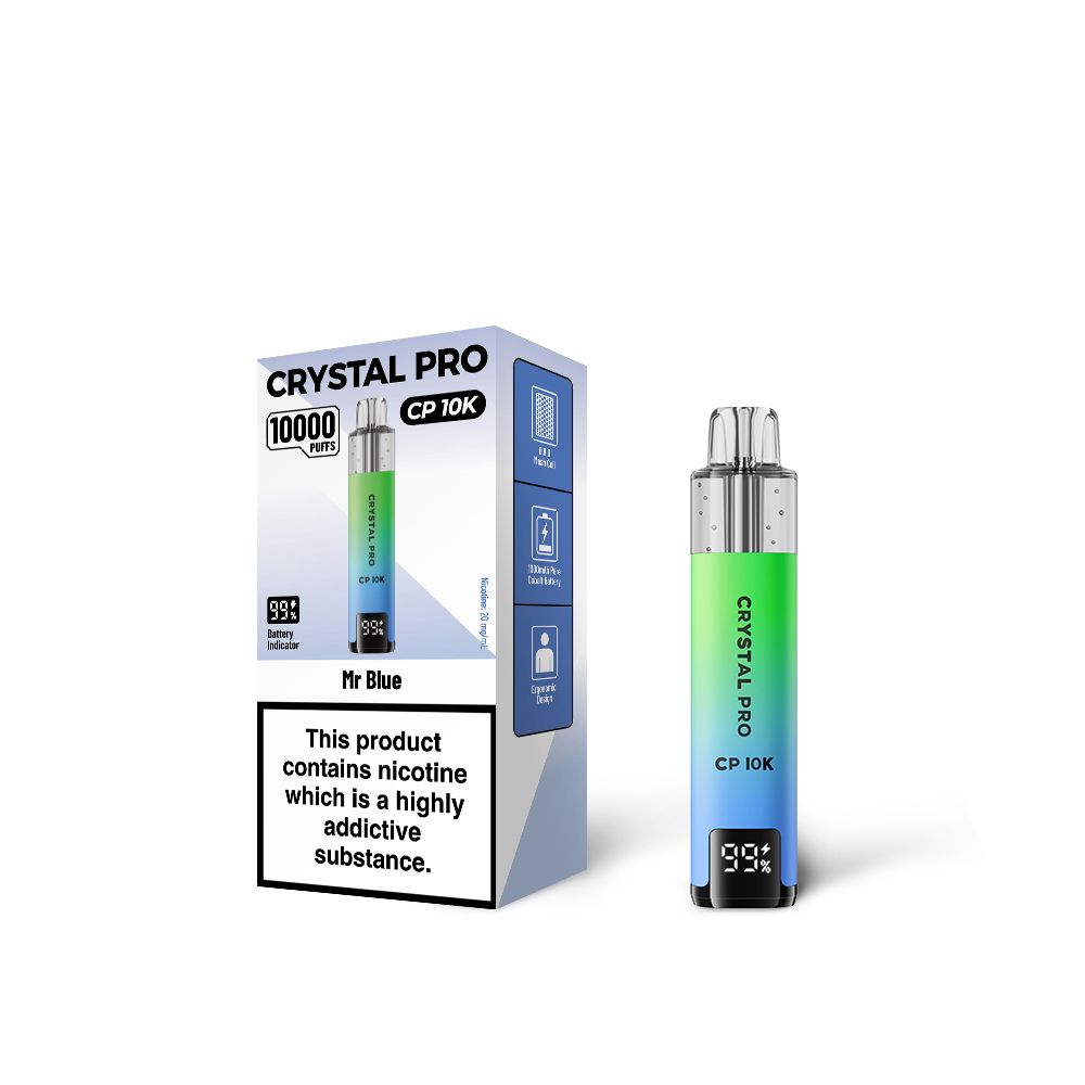 Mr Blue Flavour of The Crystal Pro 10000 (CP10K) Prefilled Pod Kit - Box of 5 at UK Vaper Wholesale