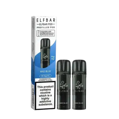 Elf Bar 600 Prefilled Pods - Box of 10 in Mad Blue Flavour at UK Vaper Wholesale