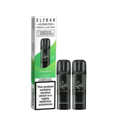 Elf Bar 600 Prefilled Pods - Box of 10 in Spearmint Flavour at UK Vaper Wholesale