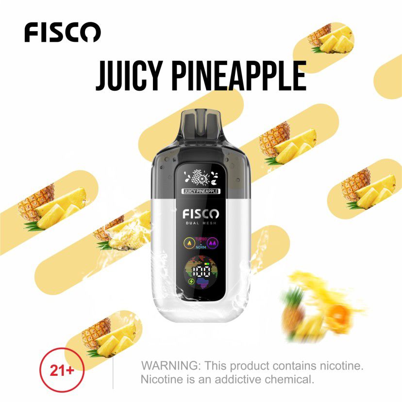 Fisco Point Pro 7000 Puff Pre-Filled Pod Kit - Box of 5 in Juicy Pineapple Flavour Available at UK Vaper Wholesale