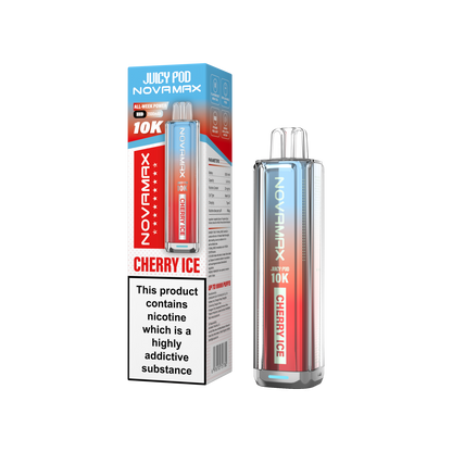 Juicy Pod Novamax 10k Prefilled Pod Vape Kit - Pack of 5 available in Cherry Ice Flavour at UK Vaper Wholesale