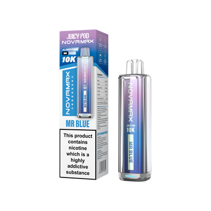 Juicy Pod Novamax 10k Prefilled Pod Vape Kit - Pack of 5 available in Mr Blue Flavour at UK Vaper Wholesale