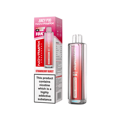 Juicy Pod Novamax 10k Prefilled Pod Vape Kit - Pack of 5 available in Strawberry Burst Flavour at UK Vaper Wholesale