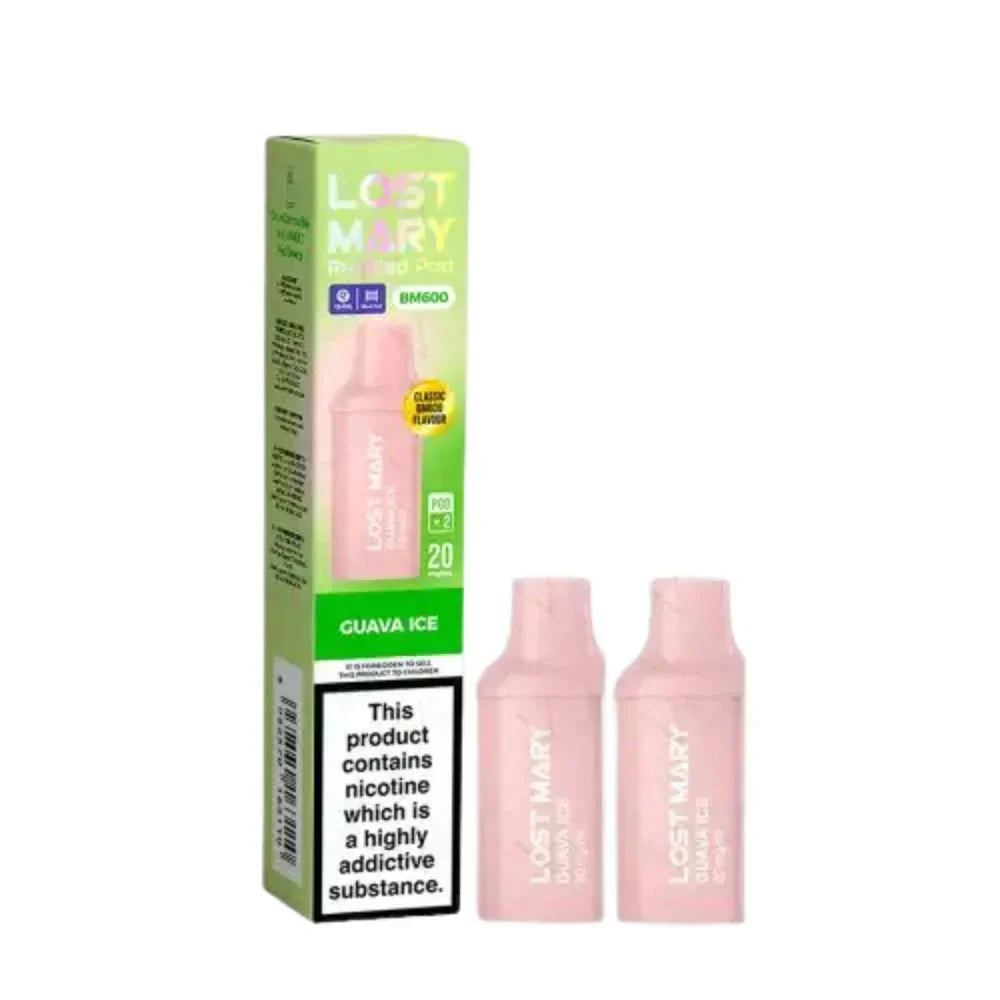 Lost Mary BM600 Prefilled Pods box of 10 in Guava Ice Flavour at UK Vaper Wholesale