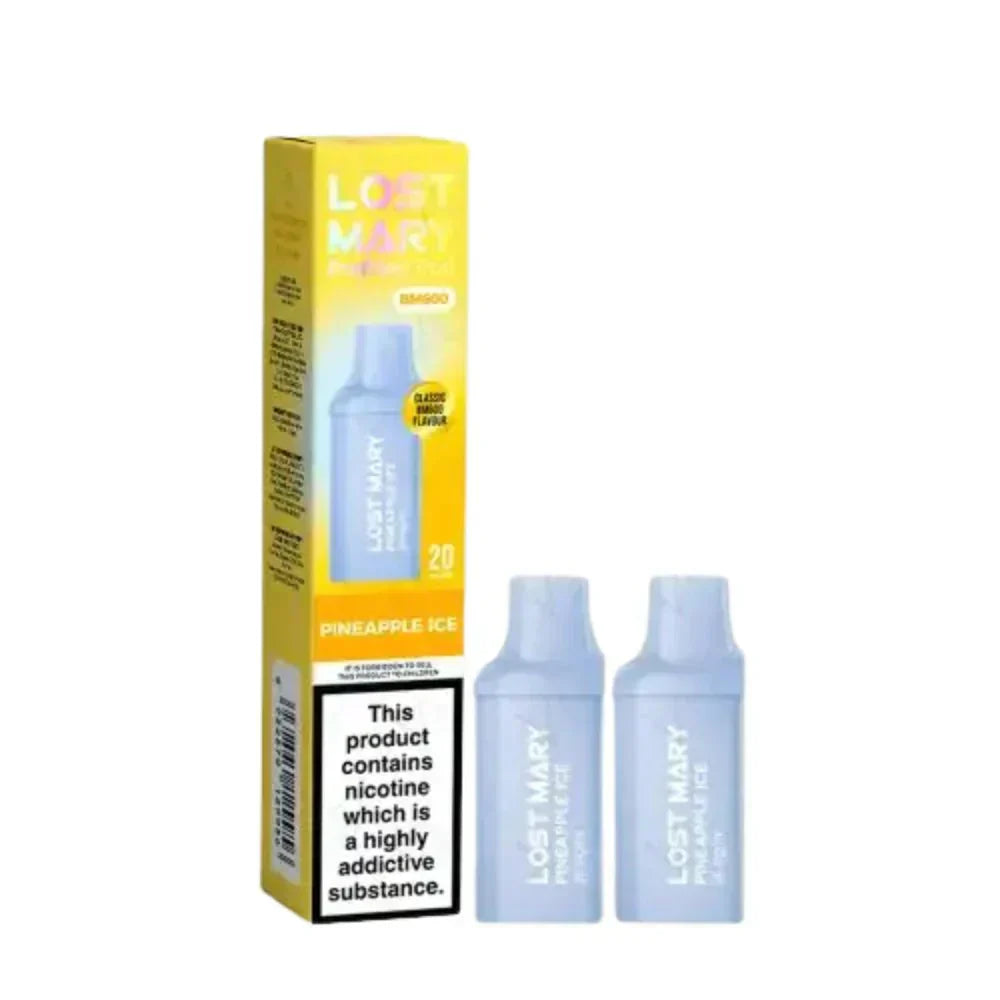 Lost Mary BM600 Prefilled Pods box of 10 in Pineapple ice Flavour at UK Vaper Wholesale