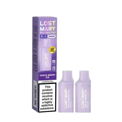 Lost Mary BM600 Prefilled Pods box of 10 in Triple Berry ice Flavour at UK Vaper Wholesale