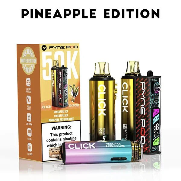 Pyne Pod Click 50k Prefilled Pod Vape Kit Box of 5 - Pineapple Edition at UK Vaper Wholesale